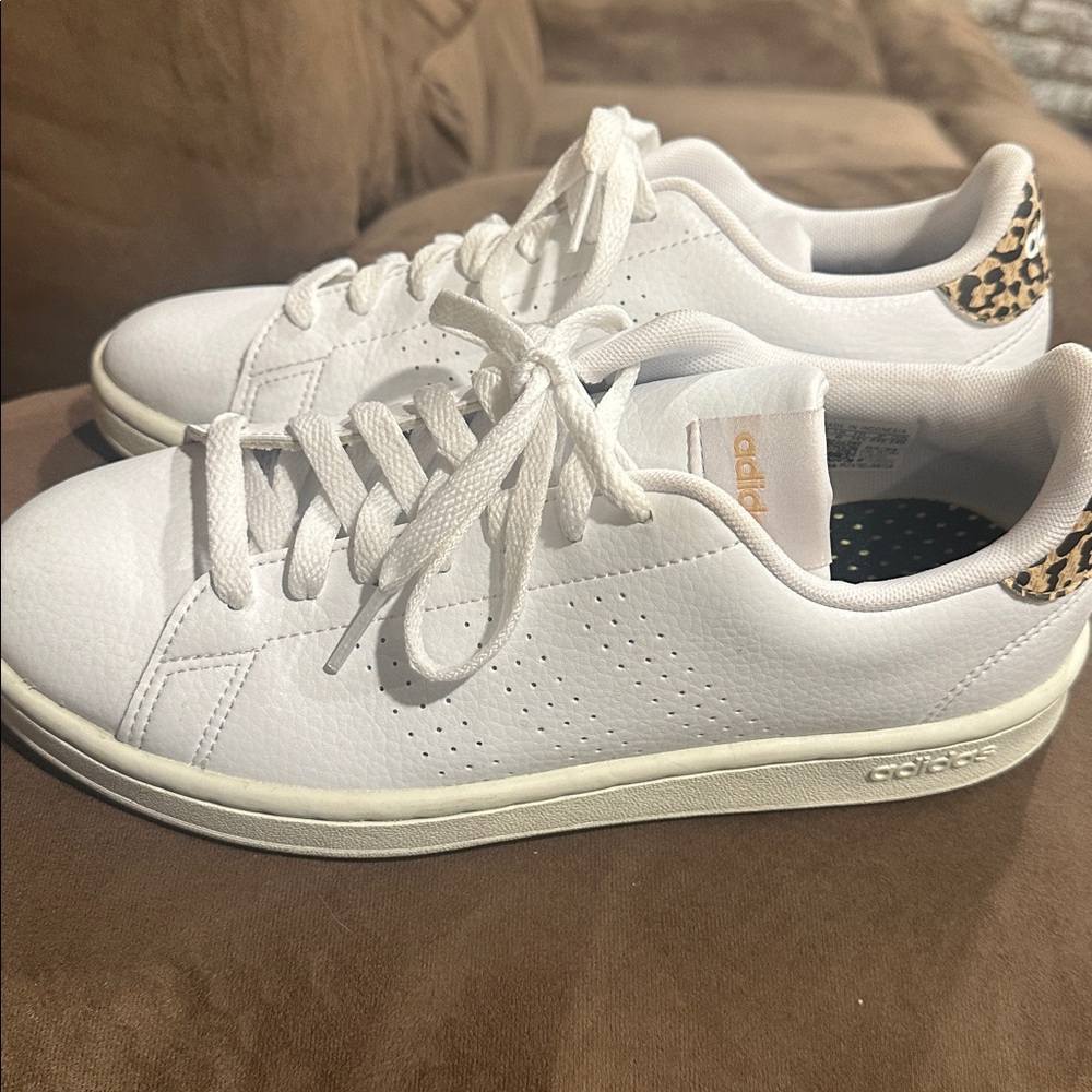 Adidas White Sneakers with Animal Print Accent